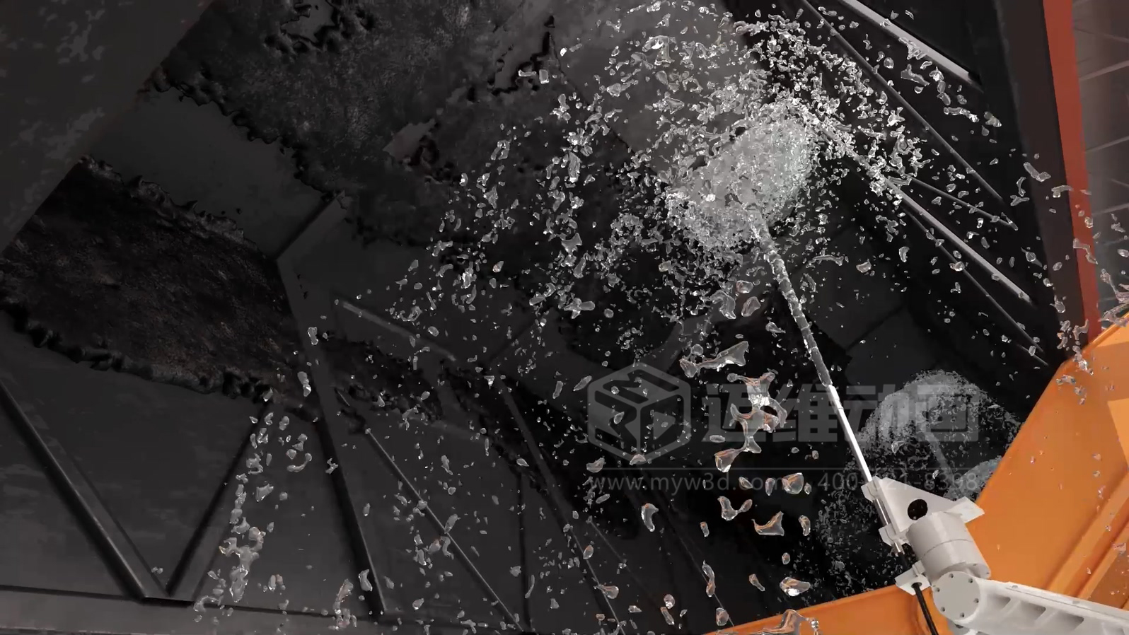 智能工廠工藝流程展示如何做到直觀易懂？工業(yè)3D動畫制作實(shí)景還原火車廂余料自動化清洗全流程(圖2)