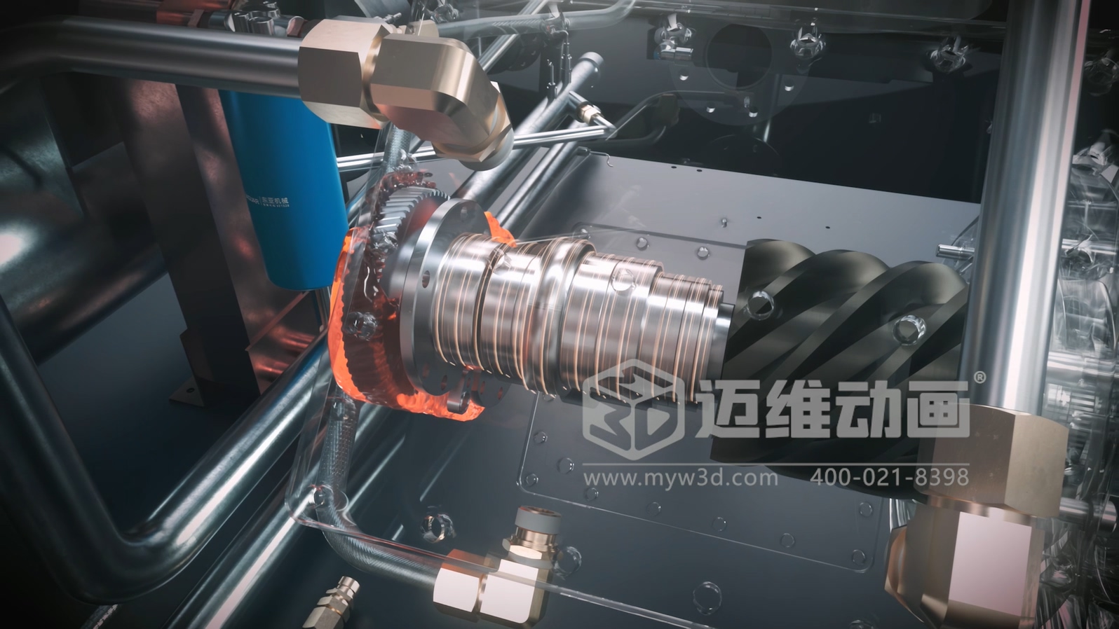 壓縮機(jī) “透視” 震撼來襲！三維動(dòng)畫拆解內(nèi)部結(jié)構(gòu)，系統(tǒng)原理看得見，核心材質(zhì)細(xì)節(jié)拉滿！(圖2)